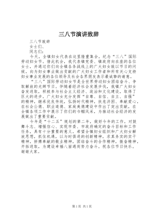 三八节演讲演讲致辞