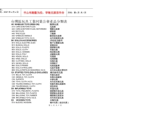 台湾区玩具工业同业公会产品分类表汇编