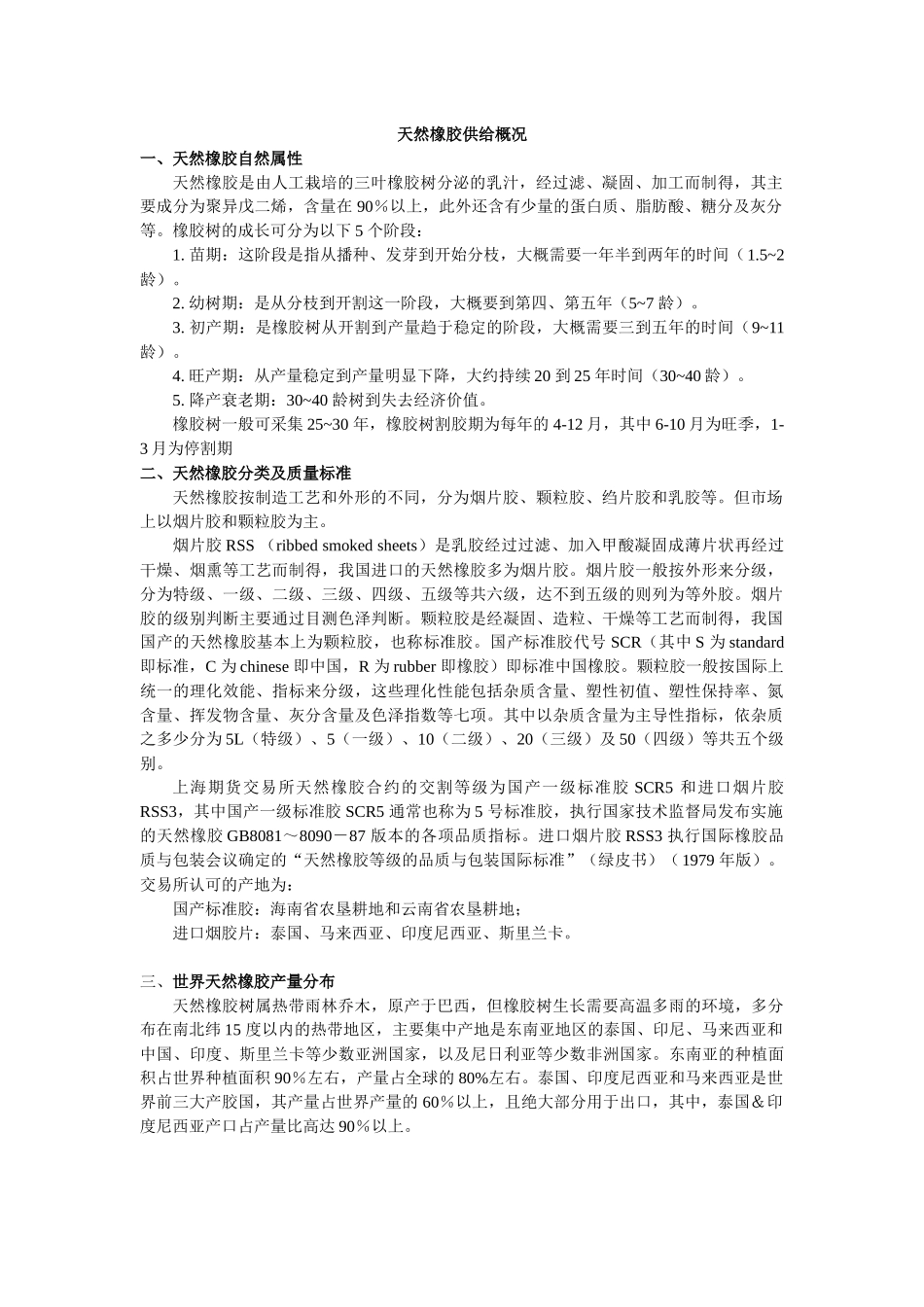 天然橡胶供给概况_第1页