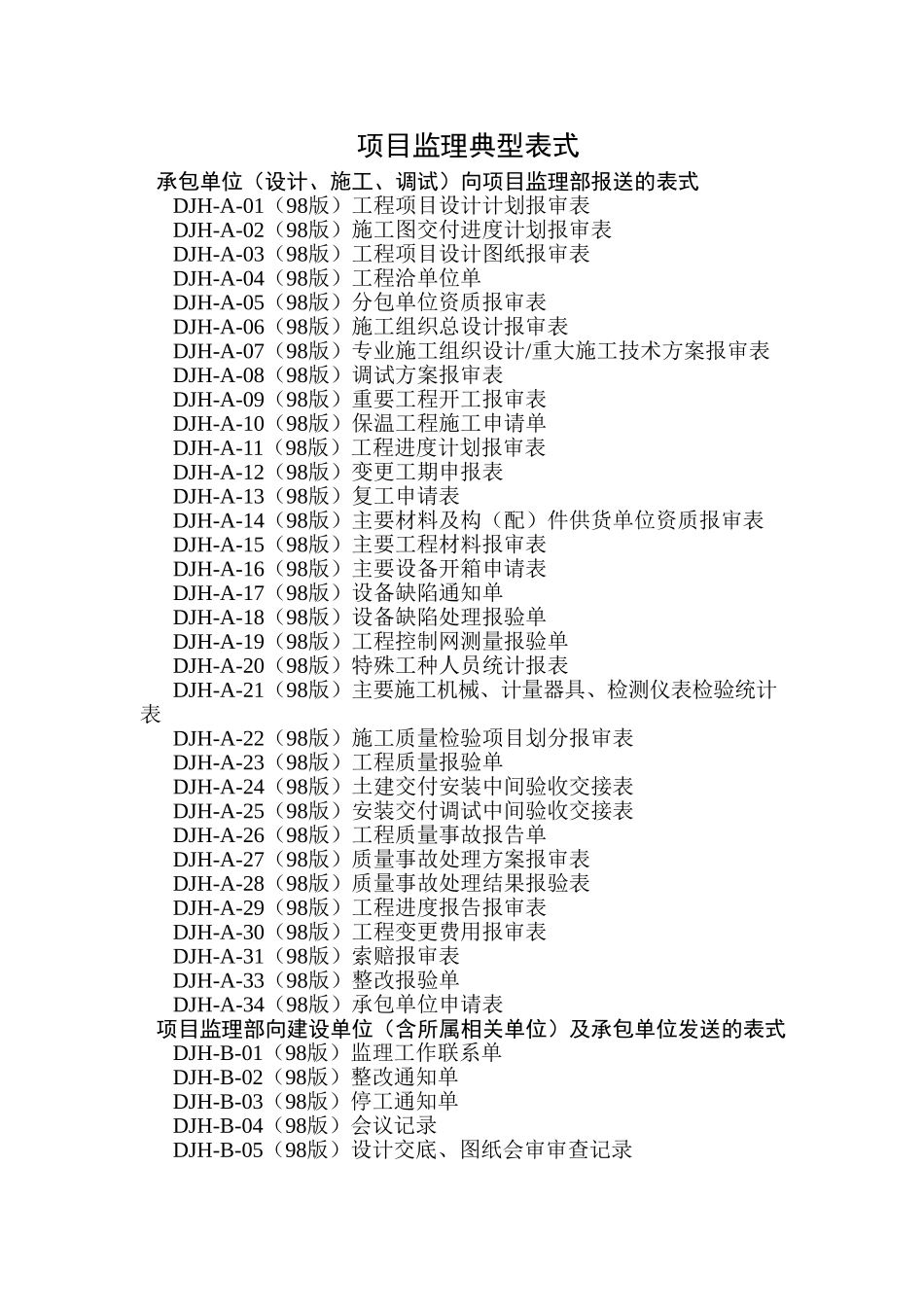 工程分包、工程总承包各方常用表格(全)(73页)_第1页