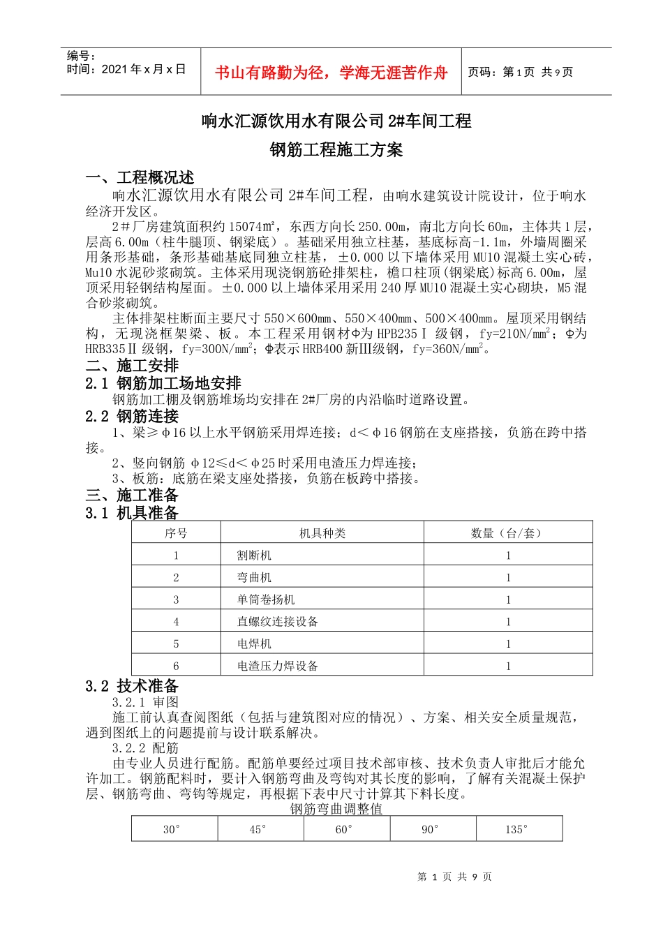 厂房钢筋施工方案_第2页