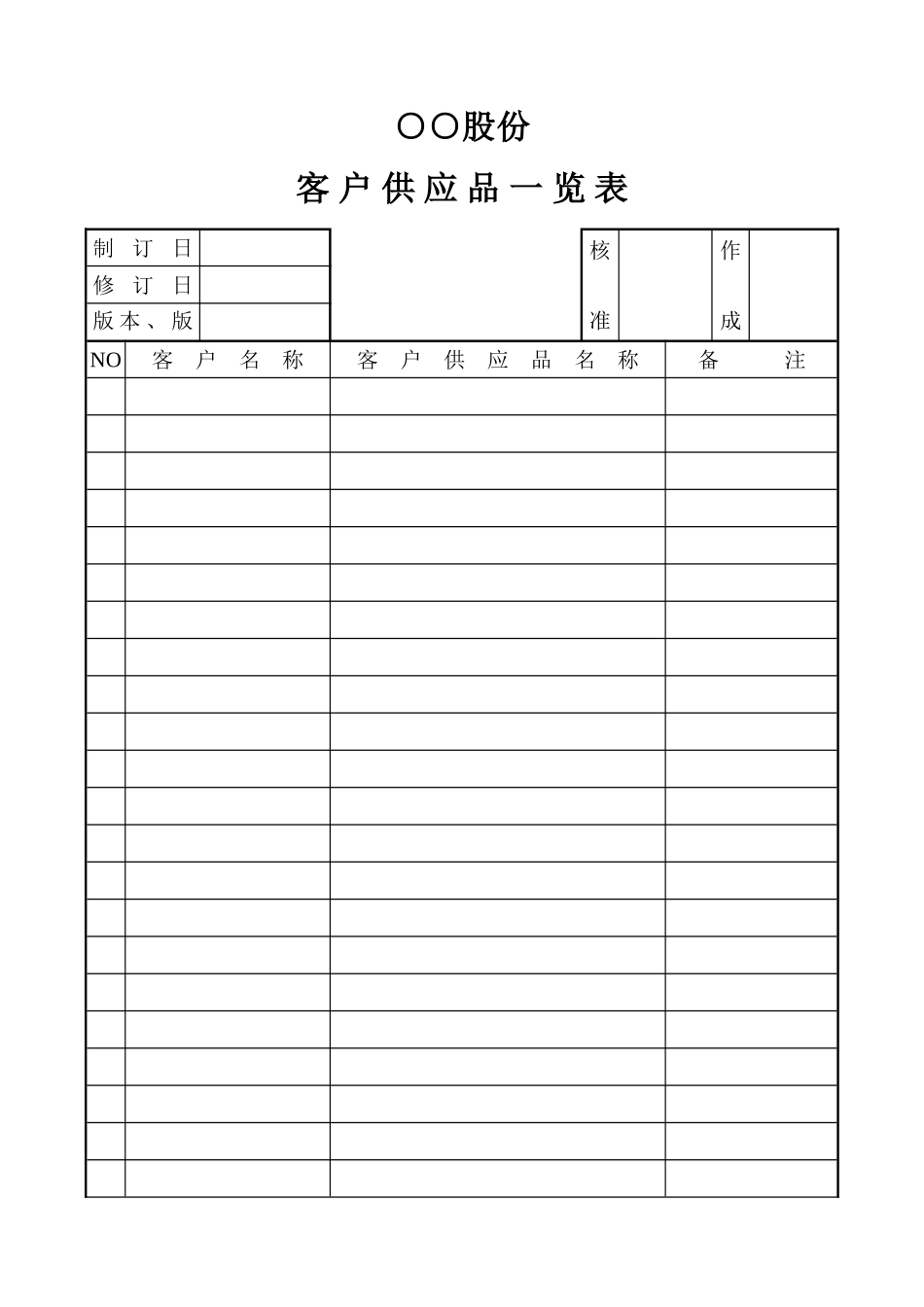 客户供应品一览表_第1页