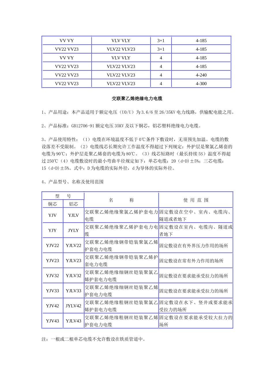 常用电力电缆规格型号_第2页