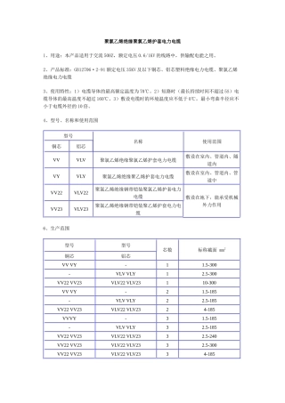 常用电力电缆规格型号