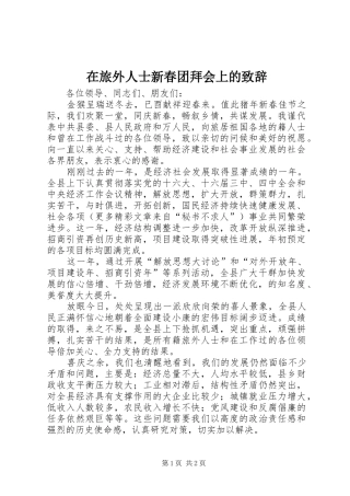 在旅外人士新春团拜会上的演讲致辞词