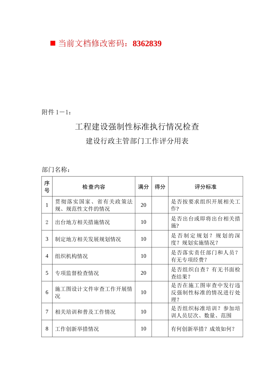 工程建设强制性标准执行情况检查表_第1页
