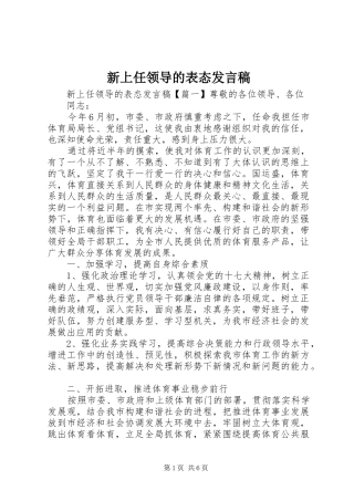 新上任领导的表态发言