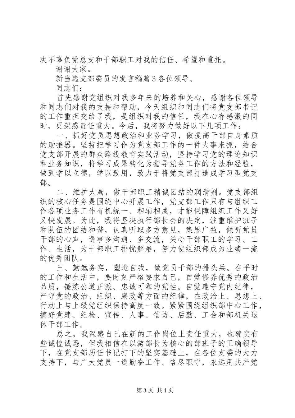新当选支部委员的发言3篇_第3页