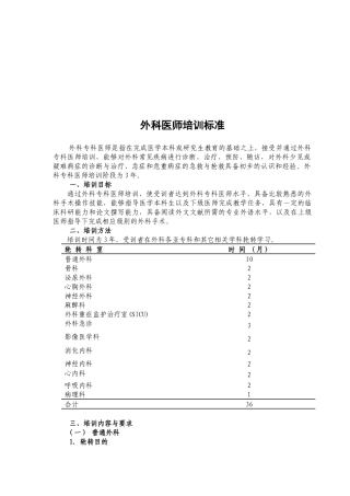 外科医师培训标准