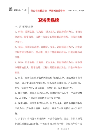 卫浴类品牌手册
