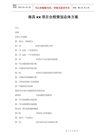 南昌某某项目全程策划总体方案
