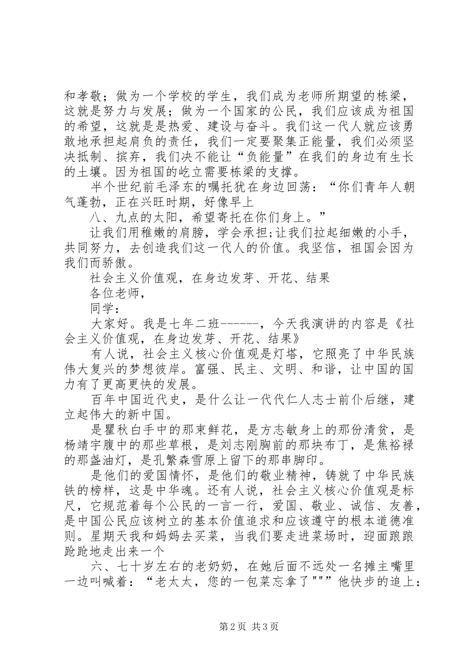 社会主义核心价值观(演讲稿)_第2页