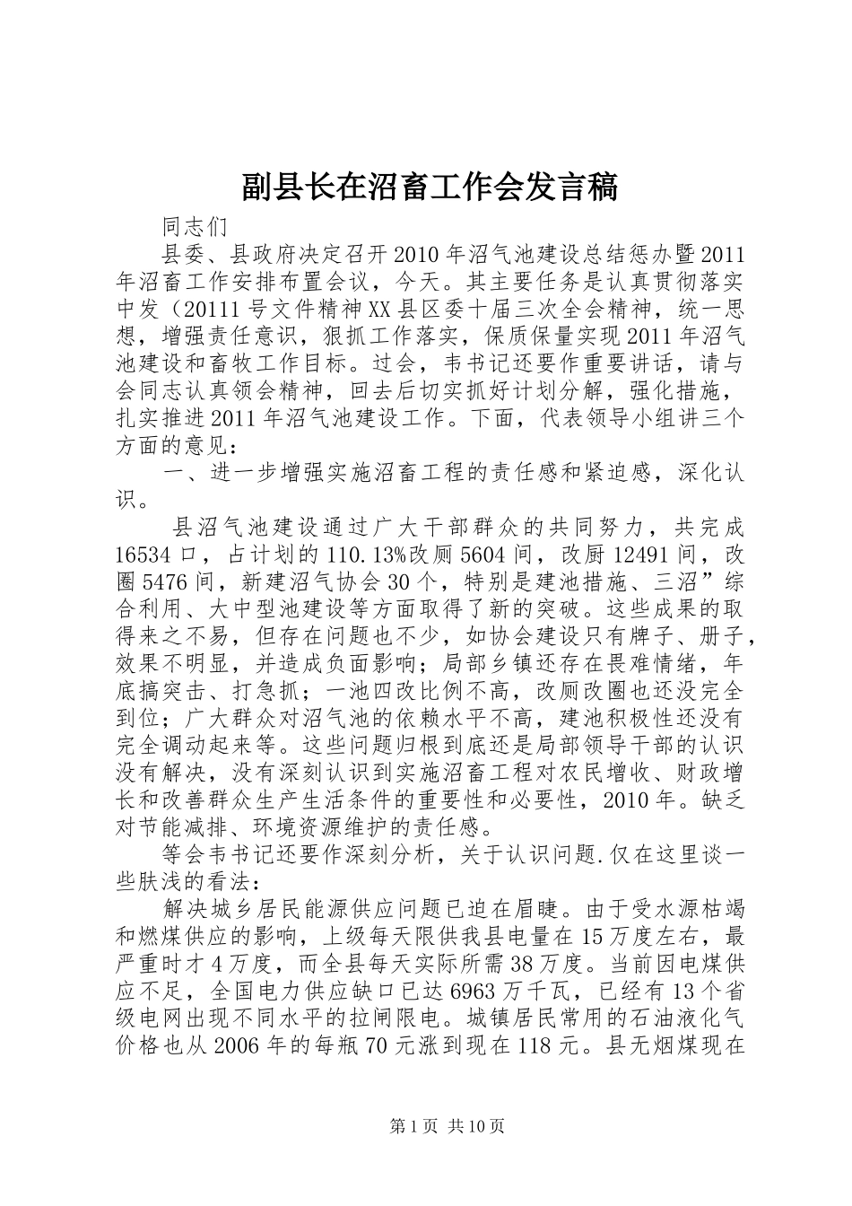 副县长在沼畜工作会发言_1_第1页
