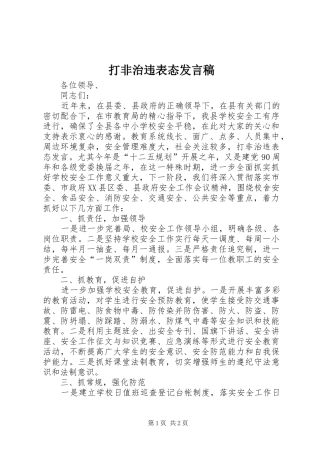 打非治违表态发言