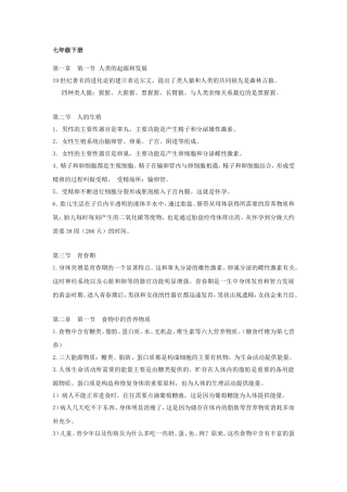 七年级下册生物课程知识点梳理汇总