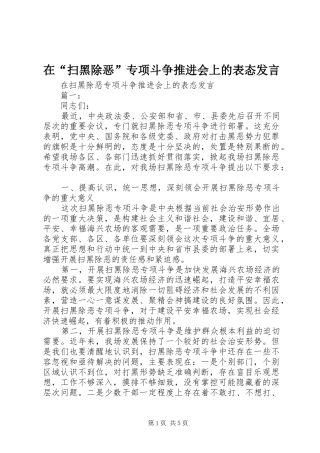在“扫黑除恶”专项斗争推进会上的表态发言稿
