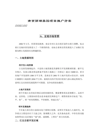 南京丽都嘉园项目推广方案