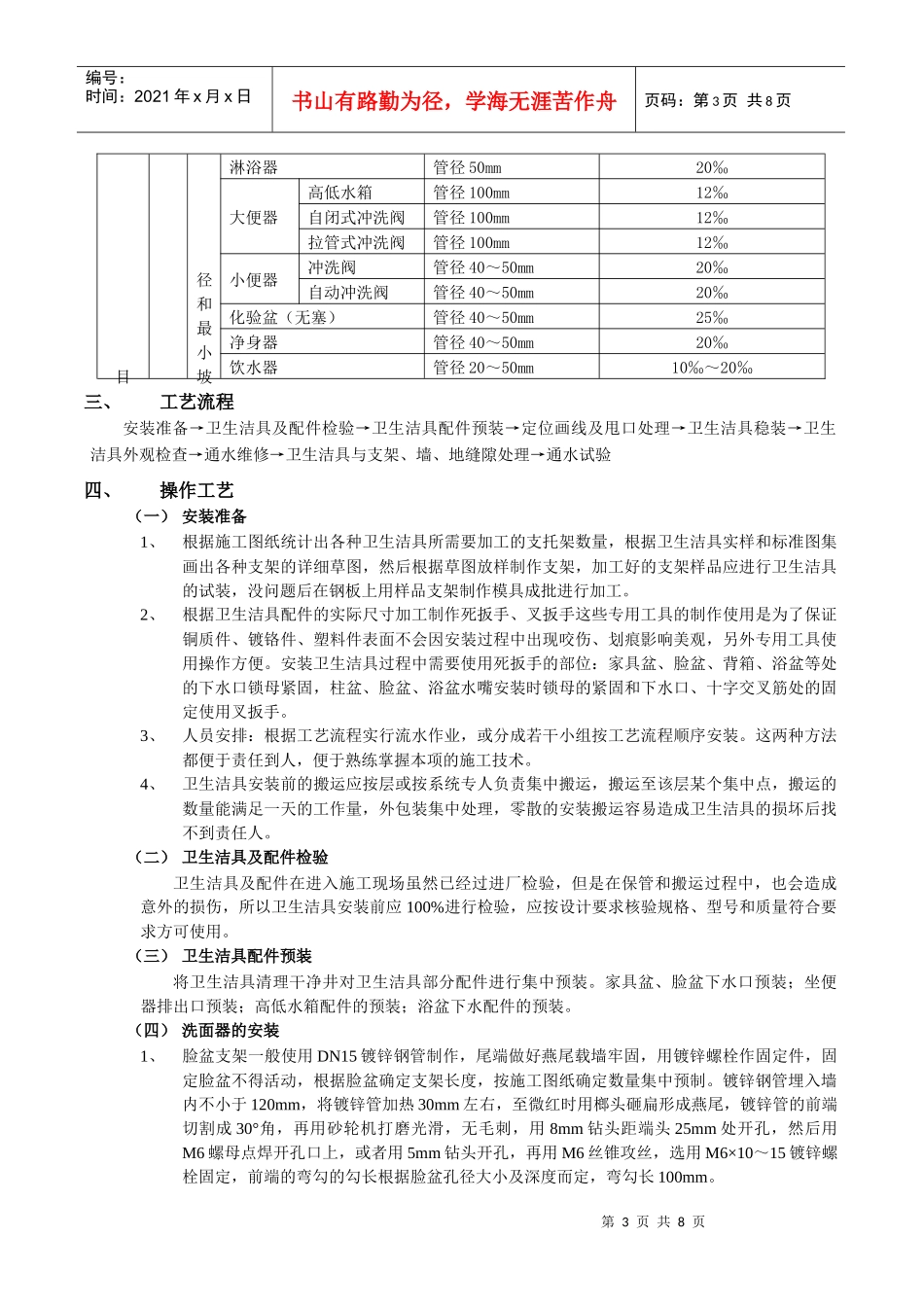 卫生洁具安装工程散热器安装工程_第3页