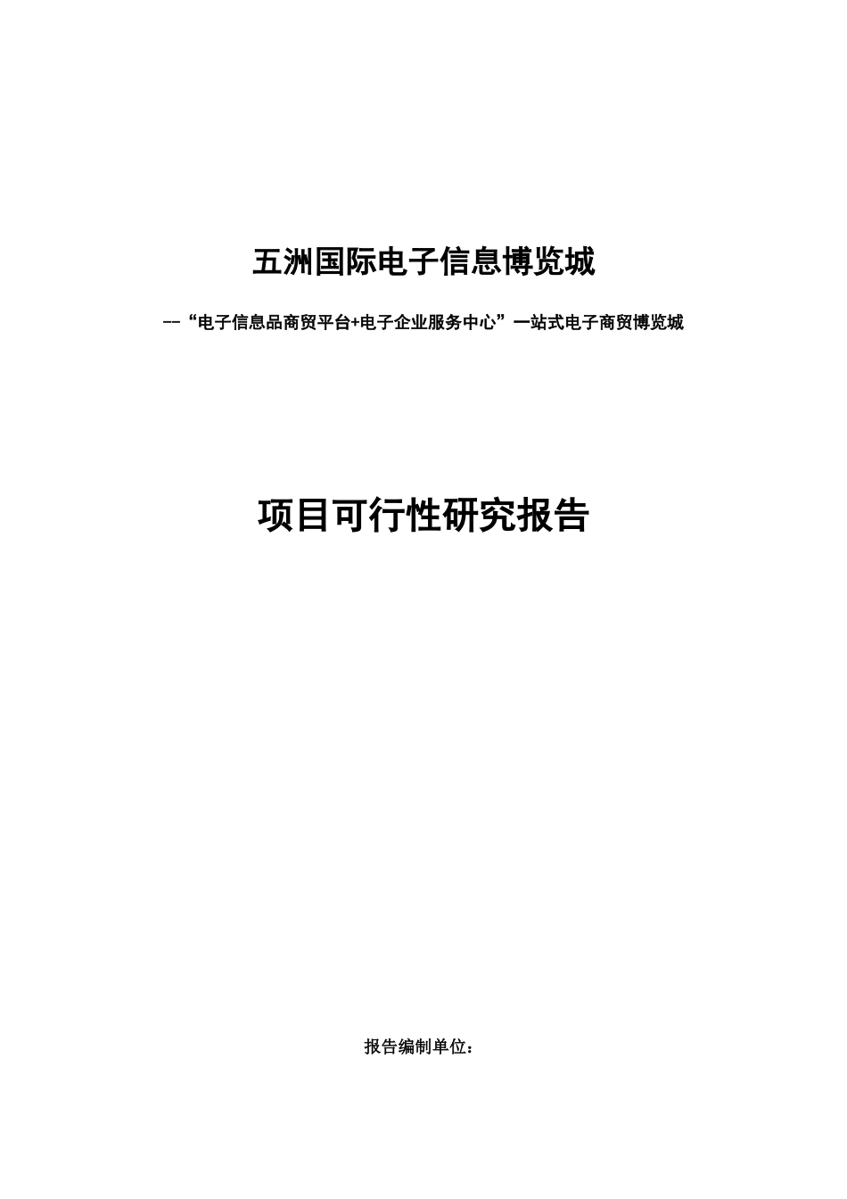 南通五洲国际电子信息博览城可行性研究_49页_第1页