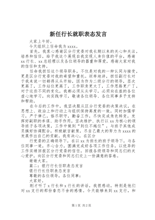 新任行长就职表态发言稿