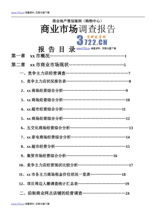 商业地产策划案例-商业市场调查报告