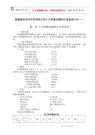 嘉盛建设项目开发有限公司十万吨集装箱码头准备进行中...