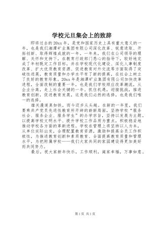 学校元旦集会上的致辞演讲(5)