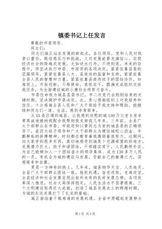 镇委书记上任发言稿