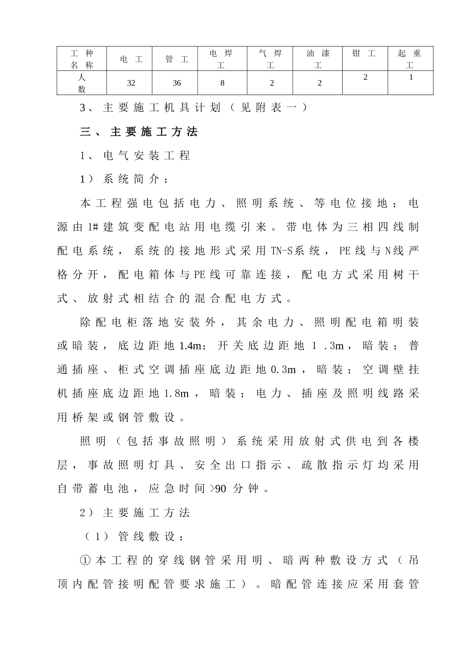 号厂房工程电气、给排水施工组织设计（陪标3）_第3页