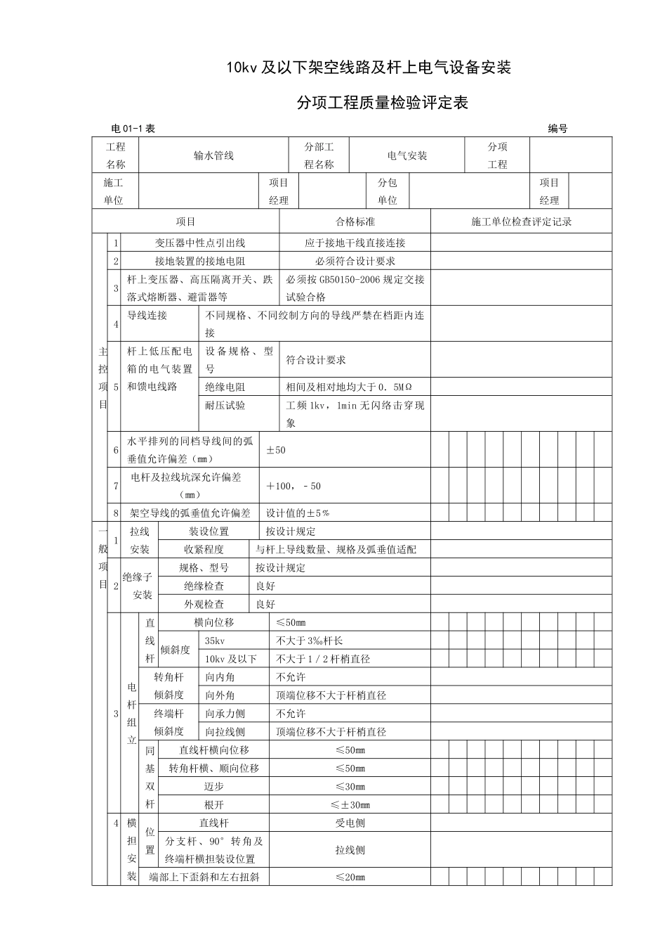 建筑电气分部分项评定表全套_第2页