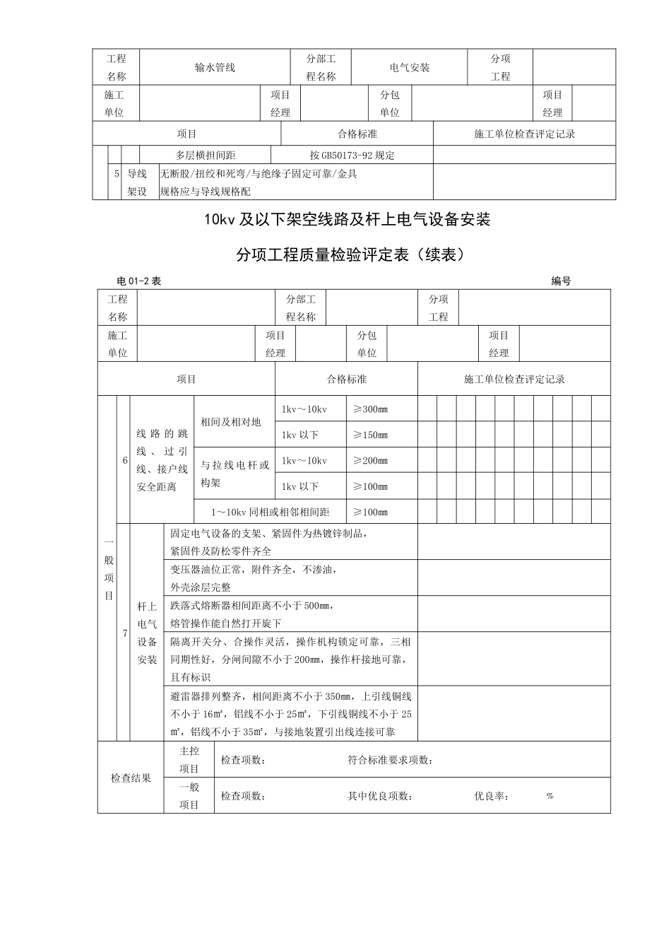 建筑电气分部分项评定表全套_第3页