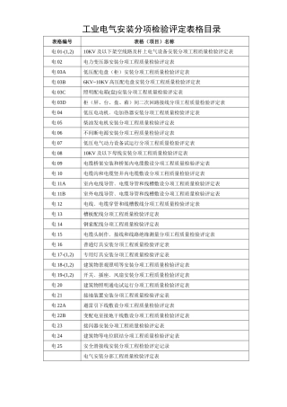 建筑电气分部分项评定表全套