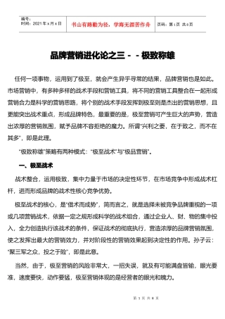 品牌营销进化论之三极致称雄