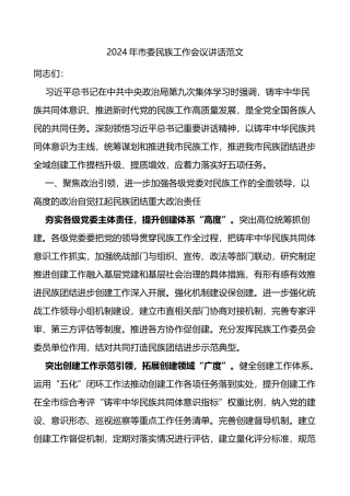2024年市民族工作会议讲话