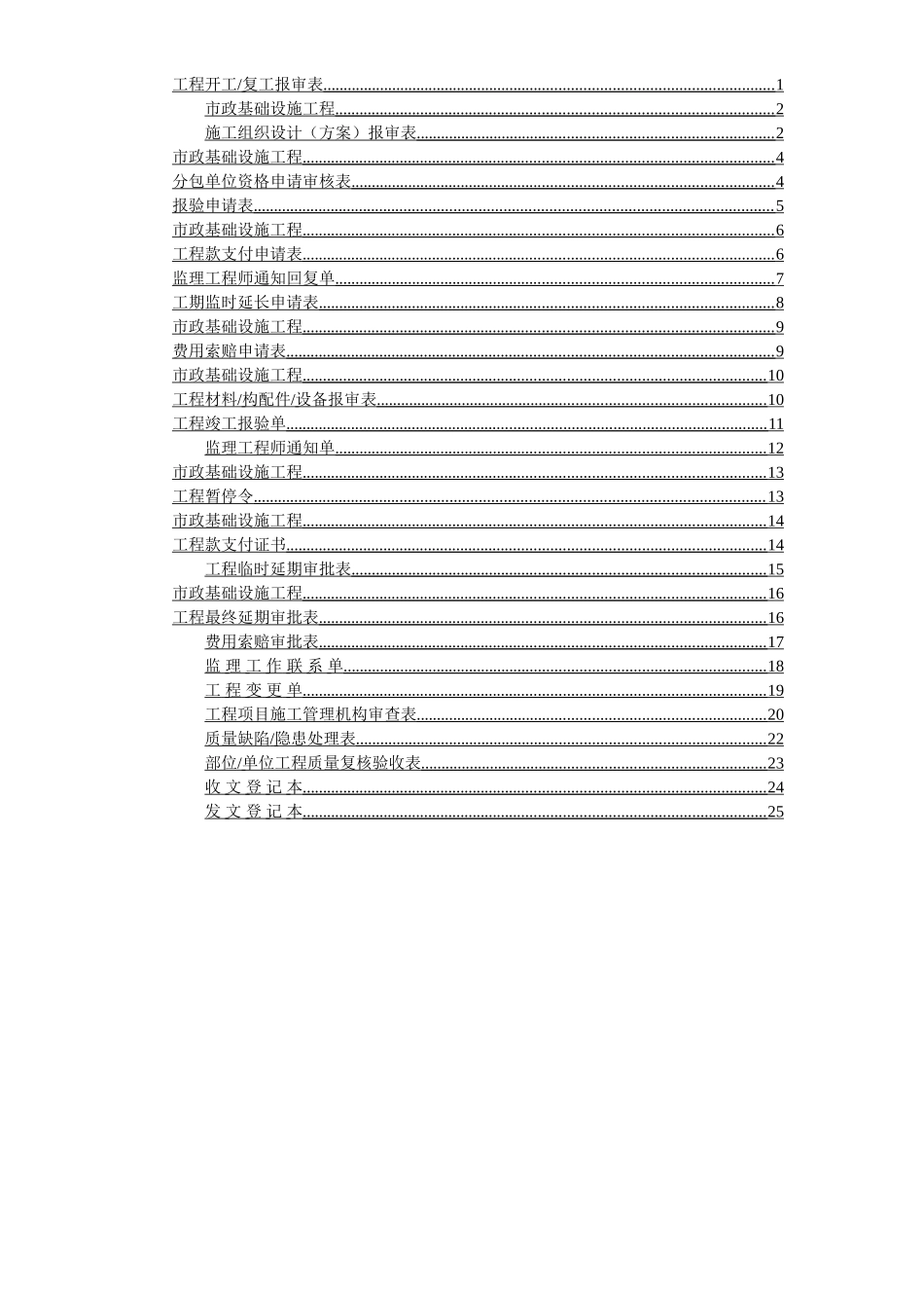 市政工程监理资料(37页)_第1页