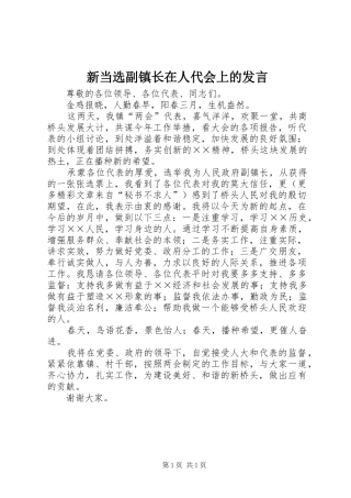新当选副镇长在人代会上的发言材料