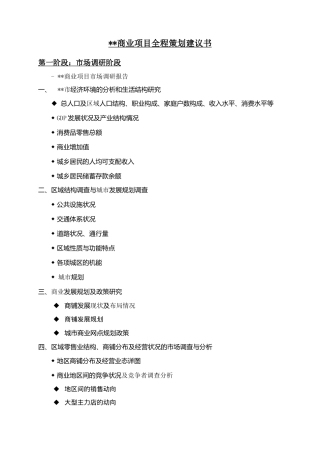 商业地产项目全程策划建议书