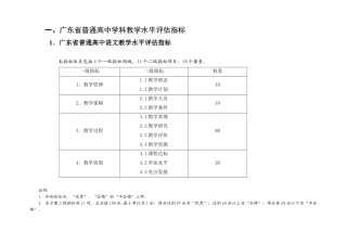 广东省普通高中学科教学水平评估指标详述
