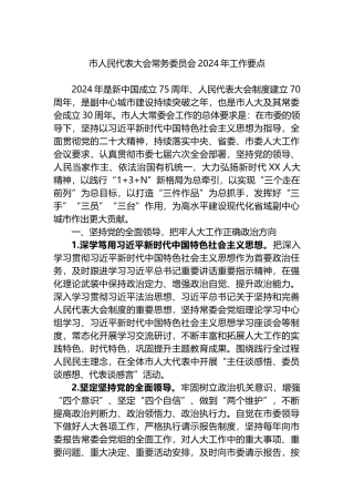 市人民代表大会常务委员会2024年工作要点
