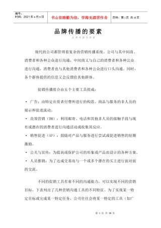 品牌传播的要素(doc 17页)