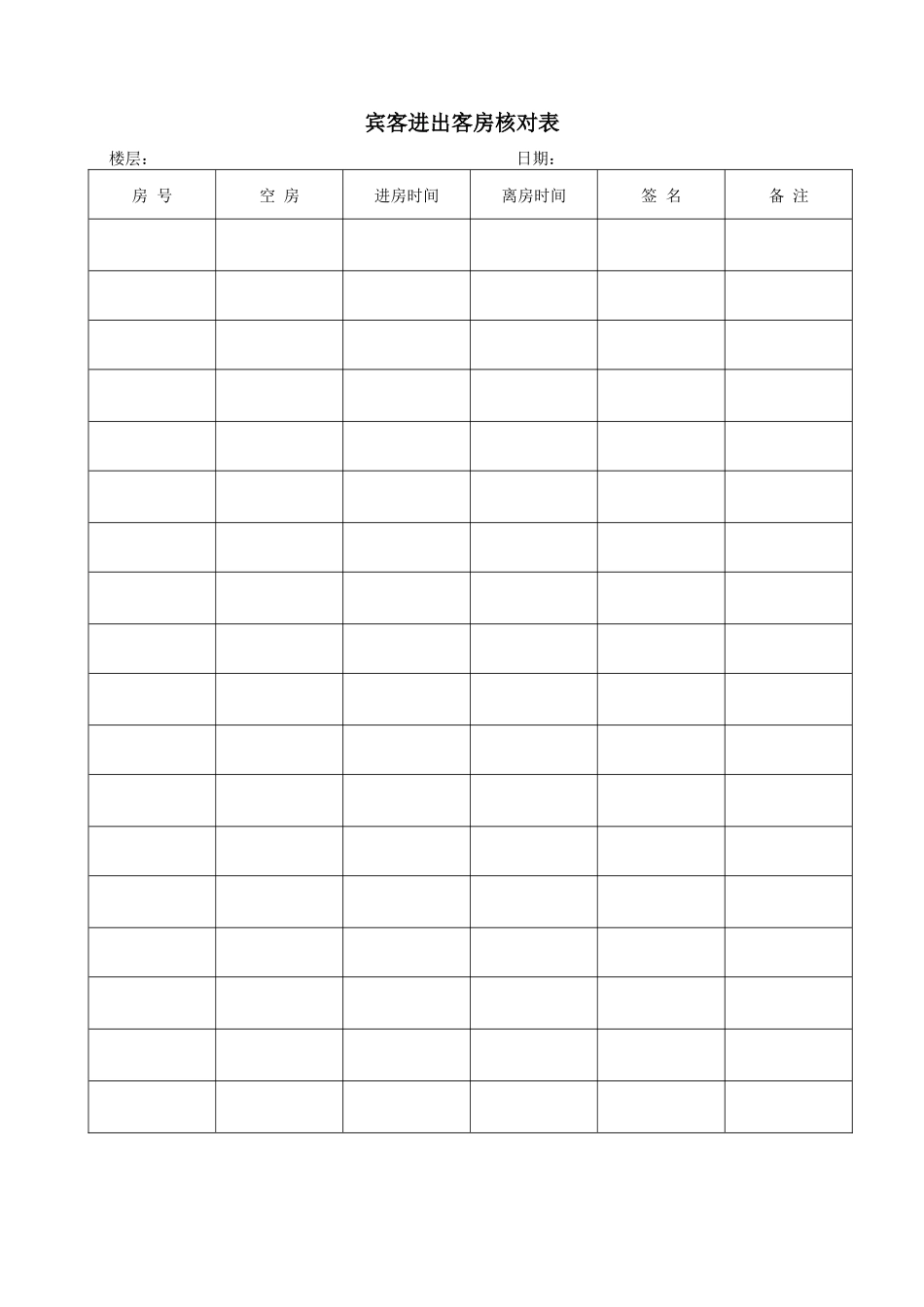 客房表格大全_第2页