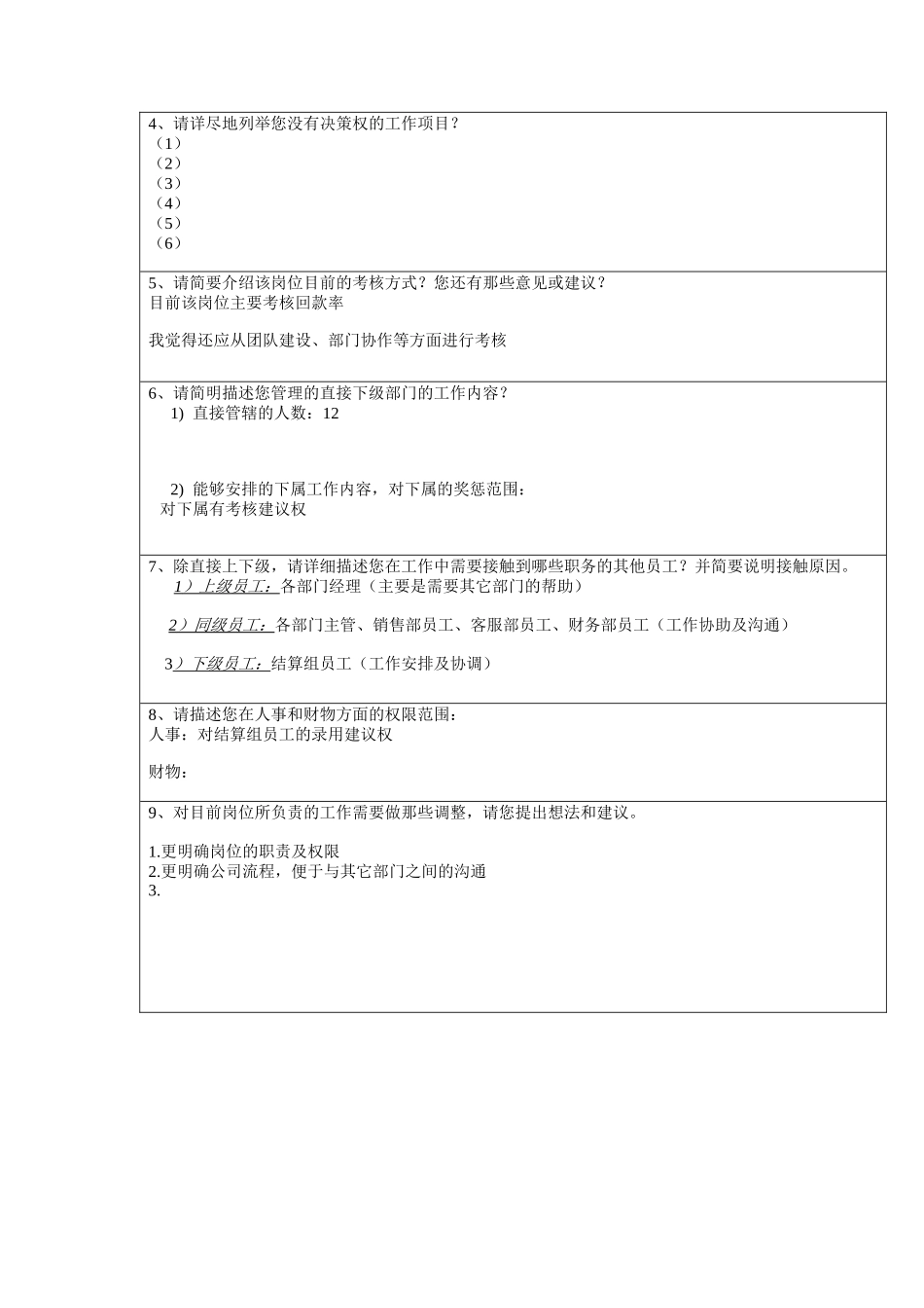 商务部-结算组主管工作分析问卷_第2页
