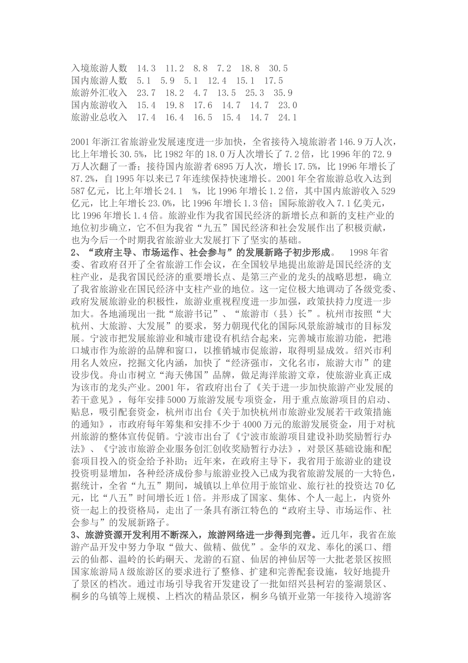 对浙江省旅游业发展现状的分析和思考_第2页