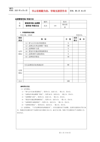 品牌管理考核考核方法