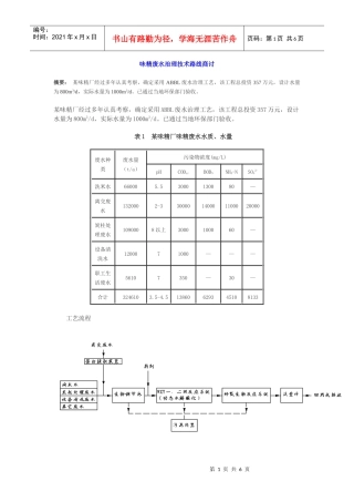 味精废水治理技术路线商讨