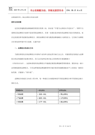 品牌战略管理：确定品牌组合的成长蓝图(1)