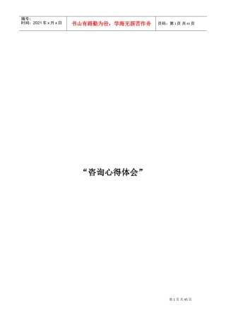 咨询业的心得体会