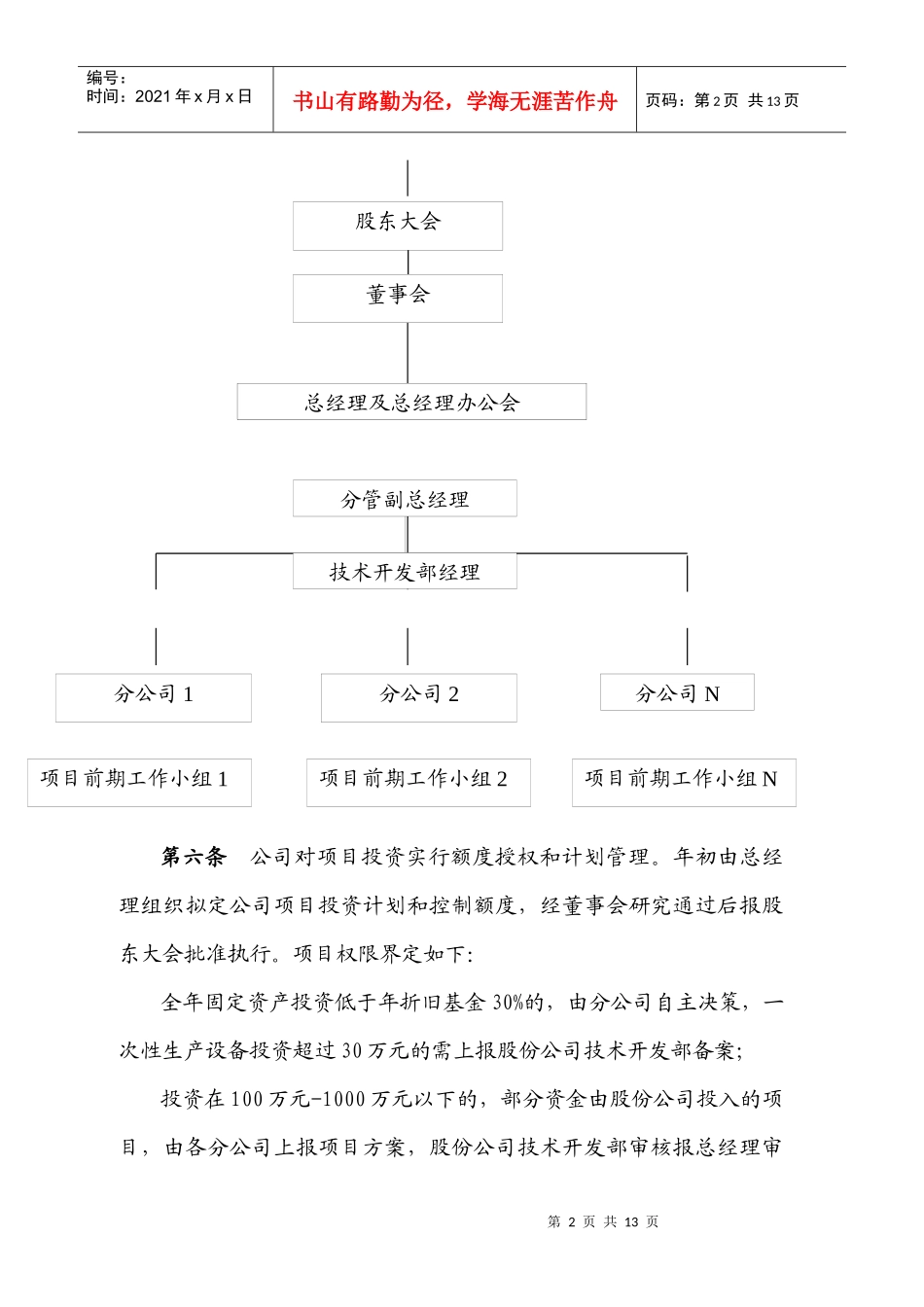 吴江丝绸股份有限公司项目投资管理办法_第2页