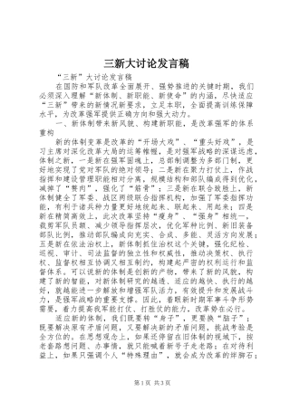 三新大讨论发言