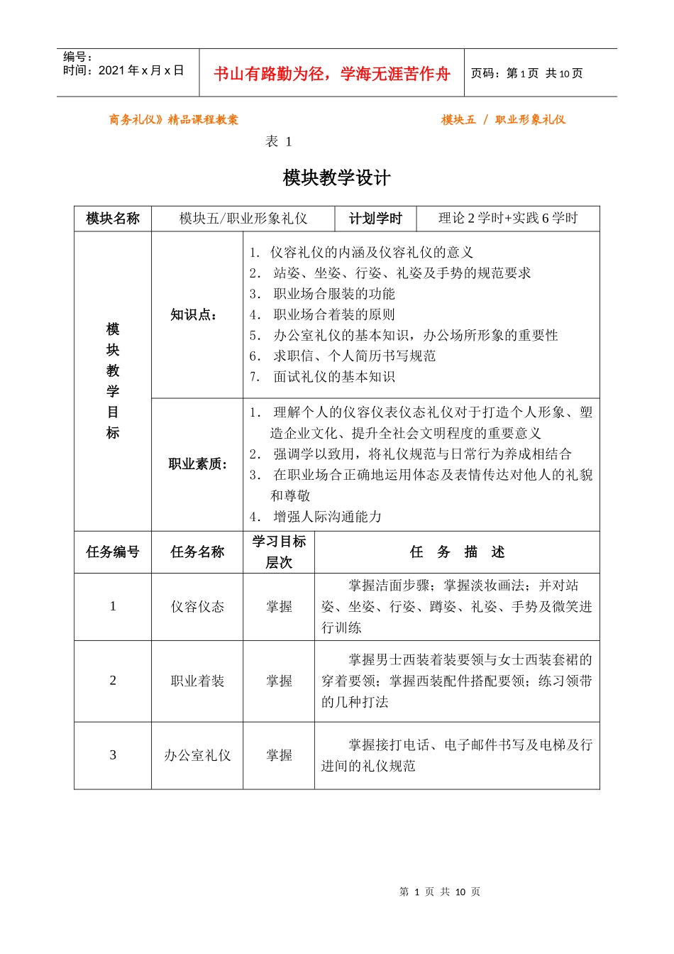 商务礼仪精品课程教案_第1页